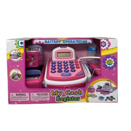 Lvnvtoys Activity Learning Family Battery Operated Electronic Cash Register Toy Pretend Play Microphone, Scanner, Money and Credit Card, Groceries with Sound Pink