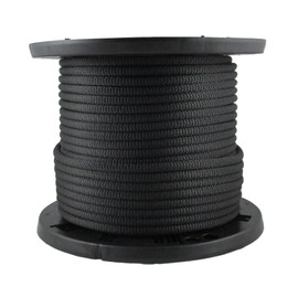 3/8 inch Black Dacron Polyester Rope - 250 Foot Spool | Solid Braid - Industrial Grade - High UV and Abrasion Resistance - Low Stretch