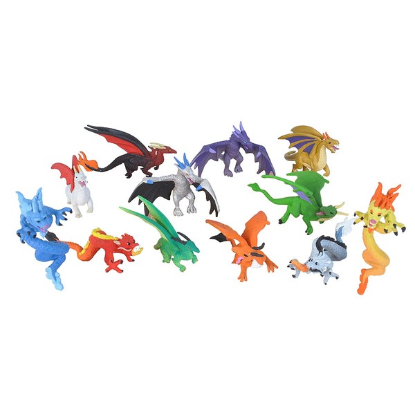 Wild Republic Dragon Figurines Tube, Dragon Toys, Twelve Dragon Figures with Six Different Poses