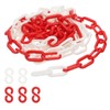 PATIKIL Plastic Chain Links, 10 Feet Safety Chains, Red/White Plastic