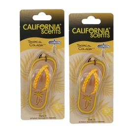 California Scents Scented Sandal Hanging Car Air Freshener - Odor Eliminator for Strong Odor - Flip Flop Car Fresheners (Tropical Colada, 2 Packs)