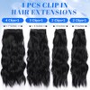 JIAMEISI Clip in Hair Extensions 4PCS Full Head Long Wavy