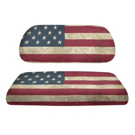 Yewatlles Retro American Flag Golf Cart Seat Covers Kit, Fit for Club Car Precedent Ordinary Front Seat Cushion, Golf Cart Polyester Seat Cover, No Nails Required