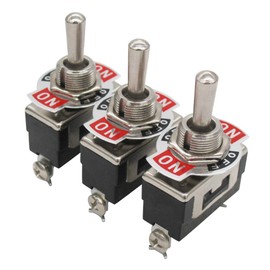 mxuteuk 3pcs Heavy Duty Rocker Toggle Switch 20A 125V SPDT Metal Butt Waterproof Cap with 3 Position 3 Pin On/Off/On Switch, Ten-1122-3MZ-B103