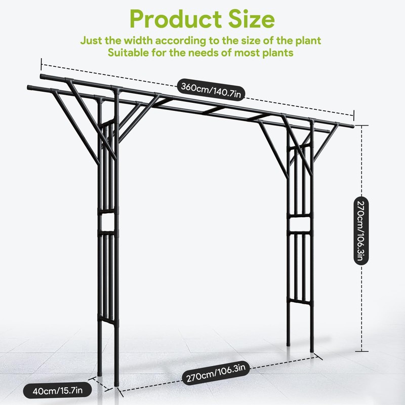 Supersize Flattop Garden Arch, 140.7" L x 106.3" H Garden