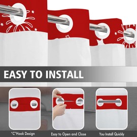 Ticuenicoa 4th of July Shower Curtain,74x71 Inch,No Hook with Snap in Liner Set, Red White Blue Patriotic Star Firework Design for Independence Day & Holiday Celebration