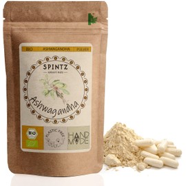 SPINTZ Pack of 160 Organic Ashwagandha Capsules with a Withanolide Content of ≈ 3.5% - High Dose Ashwaganda Tablets - 600 mg Ashwagandha Powder per Capsule - Ginseng, Sheepberry | Plastic-Free
