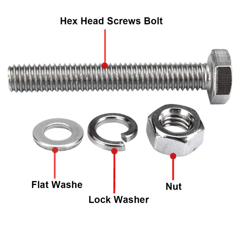 Levanco (6 Sets) 3/8-16x2-3/4 Stainless Steel Hex Head Screws Bolts,