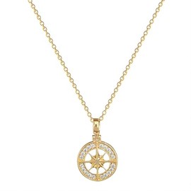 ALRNBY Gold Compass Necklace for Women Gifts for Anniversary Birthday Valentines Day Christmas Coin Pendant Necklace Dainty Jewelry