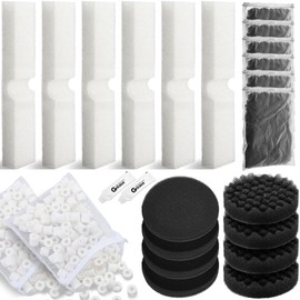 Threlaco 24 Pcs Aquarium Filter Media Kit Compatible with Fluval Fx4/Fx5/Fx6 Filters, 4 Bio-Sponge Pads, 6 Bio-Sponge Block, 6 Activated Carbon, 4 Carbon Foam Pad, 2 Silicone Lube, 2 Ceramic Rings