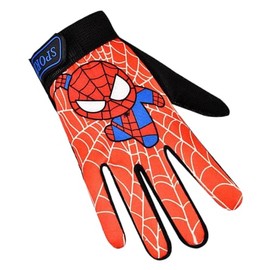 Miokkley Kids Bike Gloves, Spider Superhero Sport Gloves for Children Monkey Bars Climbing Gloves Riding Fishing Hunting (Red, Medium for 9-12 Y)