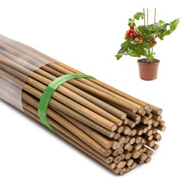 Taoskai 100 Pcs 18 inches Garden Stakes for Plants, Natural Bamboo Sticks for Indoor and Outdoor Climbing Plants Support