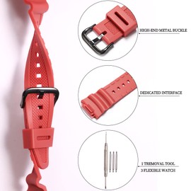 XBHSW Resin strap Compatible with Casio AE-1000w AE-1200 SGW-300H 500 W-800H Men's Waterproof Rubber Replacement Watch Band Bracelet(Red)