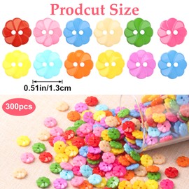 BEIQIYA 300pcs Flower Buttons, Spring Resin Flower Shaped 2 Hole Sewing Buttons, Decorative Plastic Fasteners for Sewing Clothes Accessories DIY Crafts Scrapbooking Decoration- Colorful