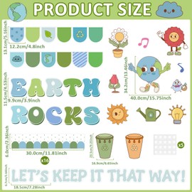 Earth Day Bulletin Board Earth Rocks Classroom Decorations Flower Garbage Can Paper Cutouts Environmental Protection Bulletin Board Set for School Class Wall Educational Decor Teacher Supplies