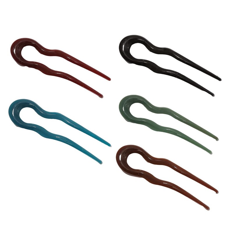 FRCOLOR 5pcs French Hair Fork Celluloid Chignon Hair Pins Hair