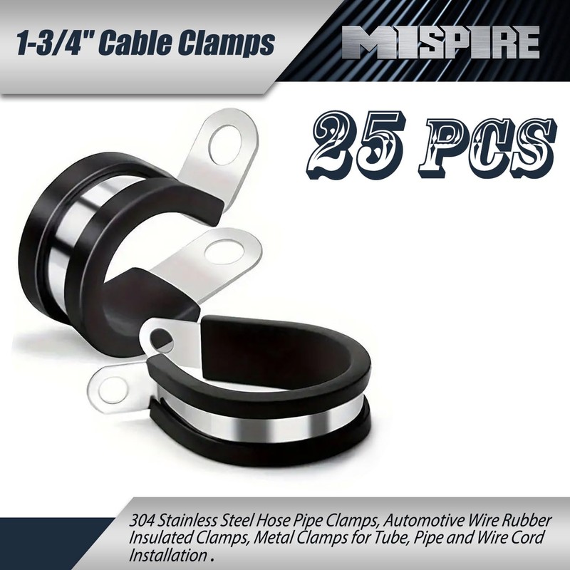 25 PCS 1-3/4 inch Cable Clamps, MISPIRE Stainless Steel Hose