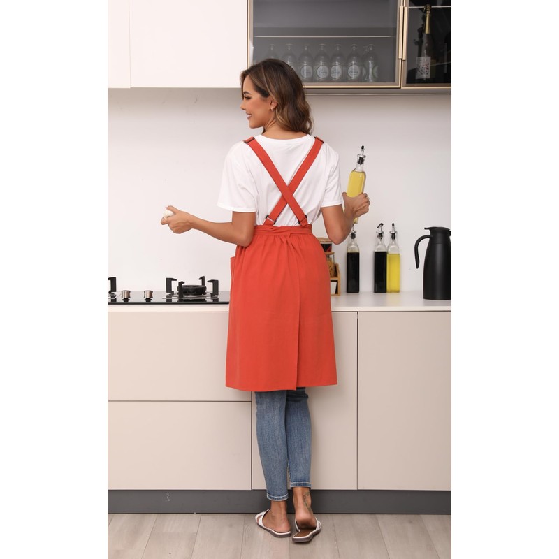 Nanxson Women's Apron Cotton Linen Bib Cooking Apron Kitchen Apron