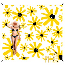 Alarmore Beach Blanket, Waterproof Sandproof Beach Mat with 4 Stakes & 4 Pockets, 78''×86'' Large Compact Lightweight Sand Free Outdoor Essentials for Beach, Picnic, Travel, Camping