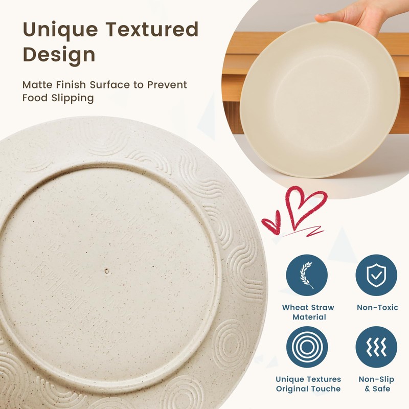 Homienly 40 PCS Dinnerware Set Service for 8, Kitchen Wheat