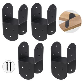 4 Pcs 4"x 4" Deck Post Caps Tie Brackets,Ineer Size(3.6"x 3.6") 14 Gauge Post Base Steel Post Anchor Connector Support Fence Post Brackets for Posts to Wood