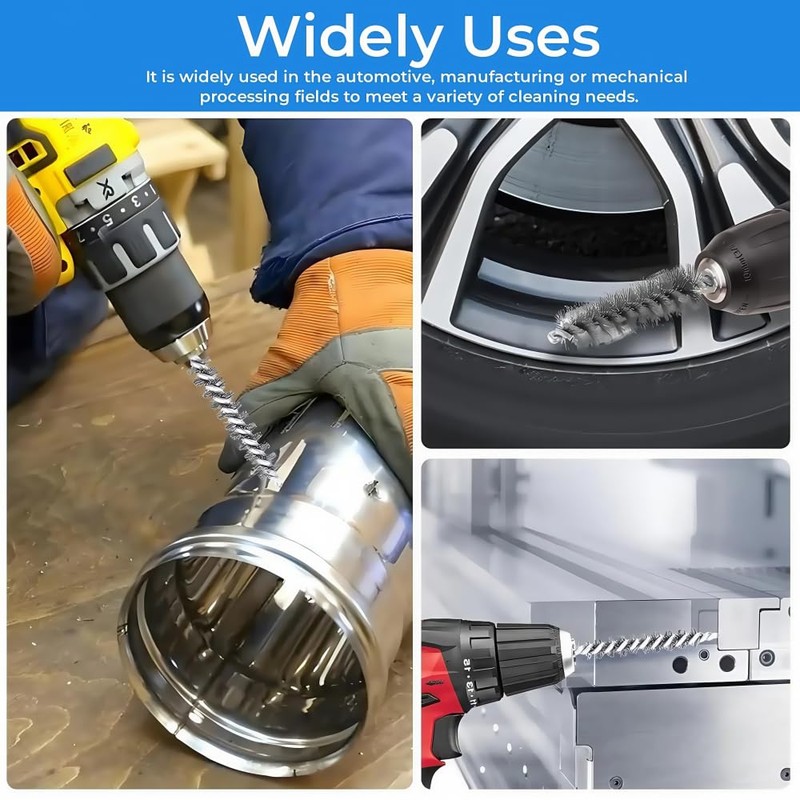 8 Pcs Metal Bore Wire Drill Brush Wire Brush Set