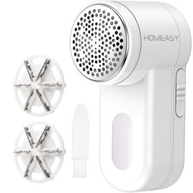 Fabric Shaver, HOMEASY Portable Lint Remover Debobbler Clothes Shaver, Bobble Remover for Clothes Adjustable 2 Speed Lint Shaver with 3 Blades Included (White)
