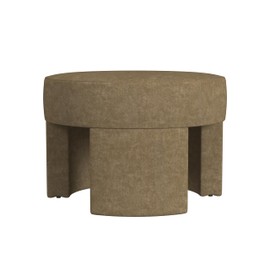 HomePop Sophia Modern Round Ottoman Home Décor|Ottoman for Living Room & Bedroom - Mocha Velvet