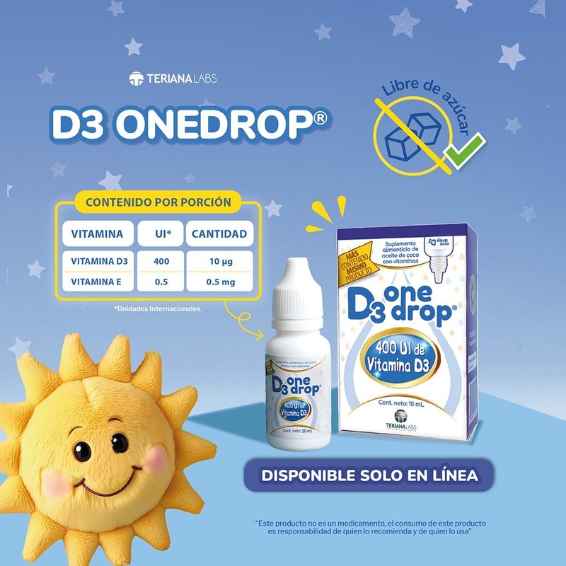 Vitamina D3 ONEDROP frasco con 10 mL, 400 UI