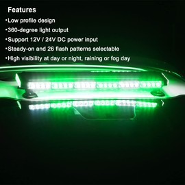 WOWTOU Roof Safety Flashing 56 LED Green White Emergency Strobe Light Bar for Vehicles Trucks, Strong Magnetic Warning Beacon Lights