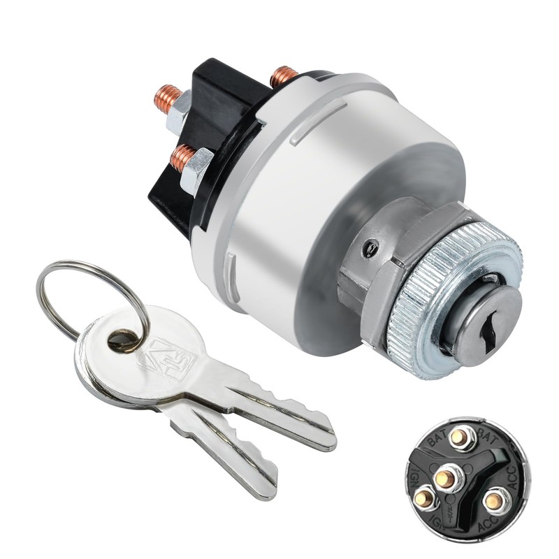Huazu Ignition Key Switch for Car, Forklift, Truck, Tractor, Trailer