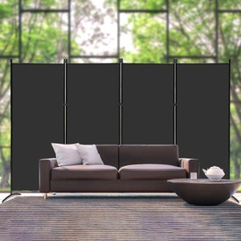 MAYOLIAH 4 Panel Privacy Screen Room Dividers 6FT Tall Portable Office Wall Divider for Rooms Separator 136"x20"x71", Black