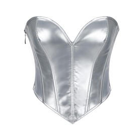 WERFORU Women PU Leather Corset Top Lace-up Tied Underbust Costume Waspie Steampunk Zipper Bustier for Ladies,Black Red,M