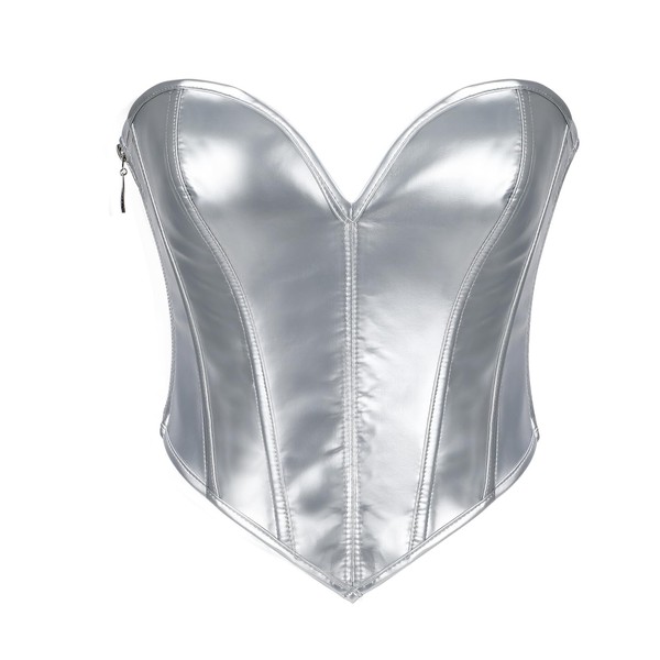 WERFORU Women PU Leather Corset Top Lace-up Tied Underbust Costume