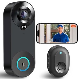 BUXFMHT Timbre con Video Inalambrico, Video Timbre Inteligente con Audio Bidireccional y Vision Nocturna, Timbre Inalambrico Exterior con Camara Gran 