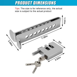 ZIMISI Car Anti-Theft Brake Clutch Lock, Stainless Steel 8 Holes Auto Brake Pedal Lock with 3 Keys, Portable Vehicle Security Protection Tool, Universal Car Brake Locks