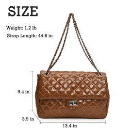 Eslcorri Crossbody Purses for Women Large Quilted Shoulder Bags Medium Chain Purse PU Leather Ladies Handbag Trendy Satchel Hobo Purse, Crossover Everyday Bags Gift for Wife Mother Friends -Beige