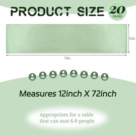 Lykoow 20 Pack Satin Table Runner 12 x 72 Inch Sage Green Table Runner fit Rectange and Round Table,Long Premium Satin Silk Table Runners for Wedding,Birthday Banquets Engagements Party Decoration