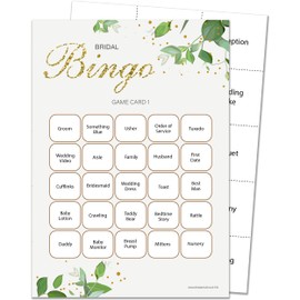 Olivia Samuel 16 Player Hen Party Bingo Game - Botanicals Design - Bridal Shower Game (16 Guest Cards + 4 Sheets of Calling Cards for The Host + Winner's Certificate)