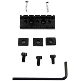 Guitar Lock Nut, 42mm Metal Guitar String Locking Nut with Mounting Screws and Wrench for Floyd Rose Style Electric Guitar Tremolo Bridge Lock System, Black