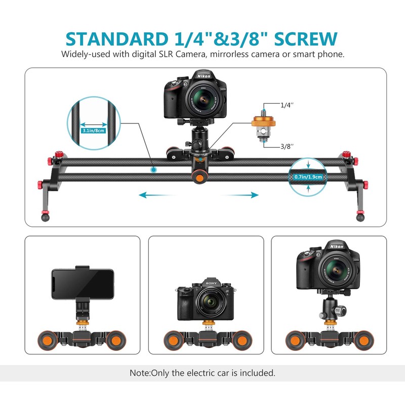 NEEWER 3-Wheels Wireless Video Camera Dolly, 3-Speed Motorized Electric Track