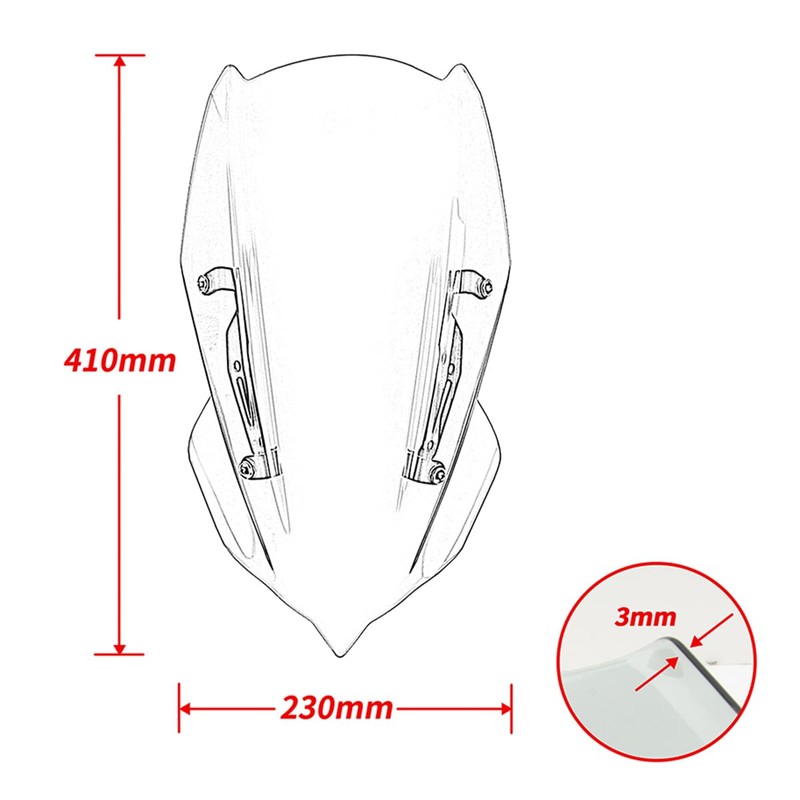 Motorcycle Windshield Deflector with Mounting Bracket for Z400 Z250 Z