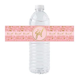 36 Pack of It's a Girl Water Bottle Stickers/It's a Boy Water Bottle Stickers for Baby Shower Party Decoration (Girl)