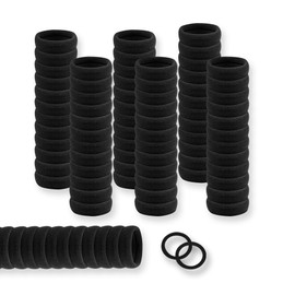 200PCS Hair Ties no Damage - Black Rubber Bands for Hair, Elastics Hair Bands for Thick & Curly Hair, Ponytail Holders(2cm Diameter)