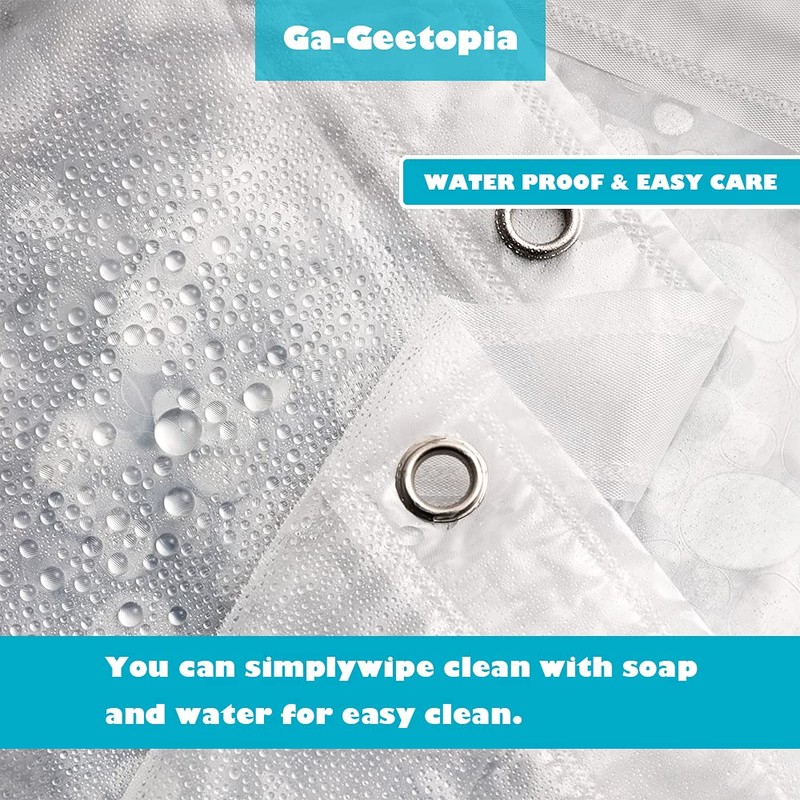 Ga-Geetopia Extra Long - EVA Clear Shower Curtain Liner, Pebble
