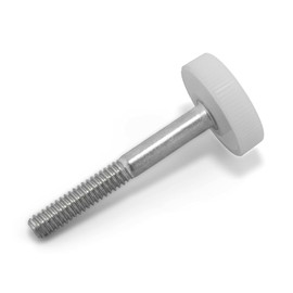 1/4"-20 x 2 Thumb Screw Stainless Steel - White Knurled Round Plastic Oversized Knob - Standard/Coarse Thread Thumbscrew - Length: 2.000" - Proudly Built in USA - Package of (10)