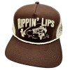 Throwback Brand Ripping Lips Fishing Brown Trucker Hat Adjustable Snapback