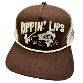 Throwback Brand Ripping Lips Fishing Brown Trucker Hat Adjustable Snapback Cap Throwback Brand