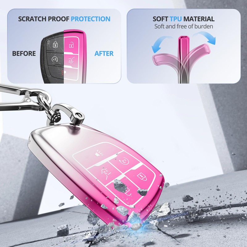 2Pack For Chevy Key Fob Cover With Keychain. TPU Soft