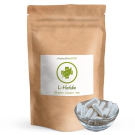 L-Histidine High Dose - 200 Vegan Capsules - 1000 mg per Daily Serving - Fermentation Production - Gluten Free, Soy Free, GMO Free - Made in Germany